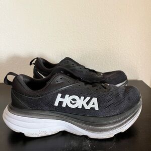 Hoka Black and White Athletic Running Shoes